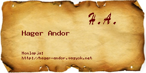 Hager Andor névjegykártya